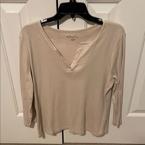 Kim Rogers Women's Beige Long Sleeve Top Large (Like New)